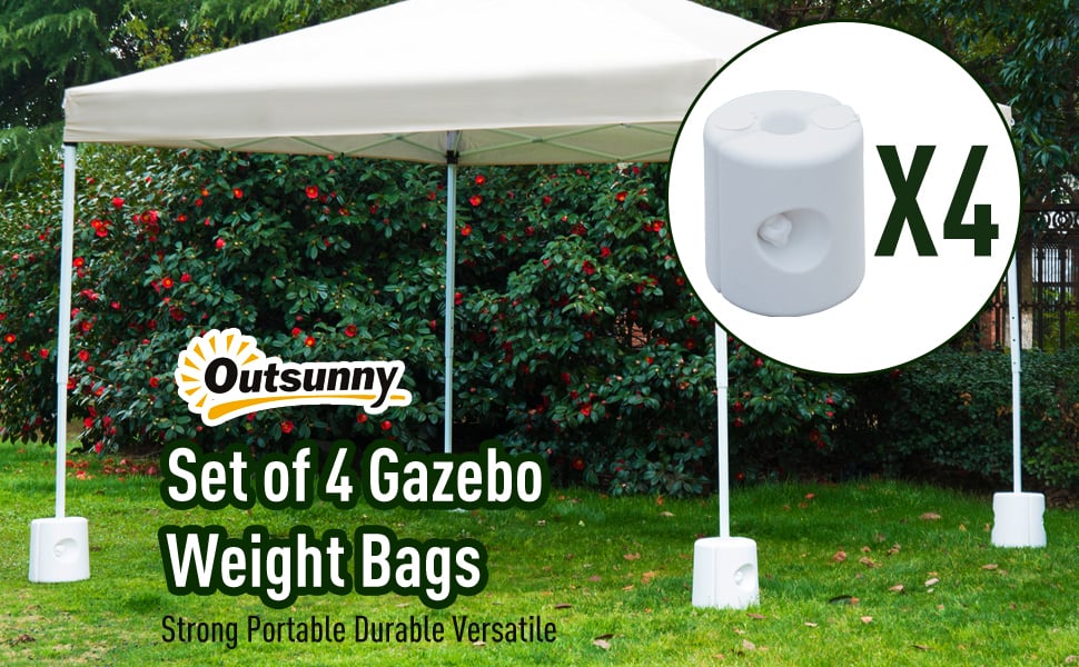 Outsunny Tent Weight Base 4pcs Gazebo Foot Leg Anchor Weights Marquee White -Outdoor Furniture Store