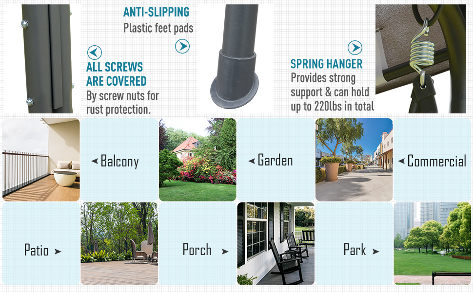 Outsunny 3 Seater Garden Swing Patio Hammock W/ Canopy For Outdoor Grey -Outdoor Furniture Store