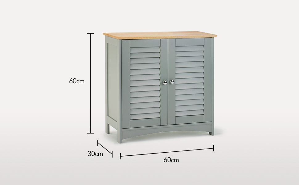 Bathroom CupboardGrey Bathroom Storage w/Solid Rubberwood Top