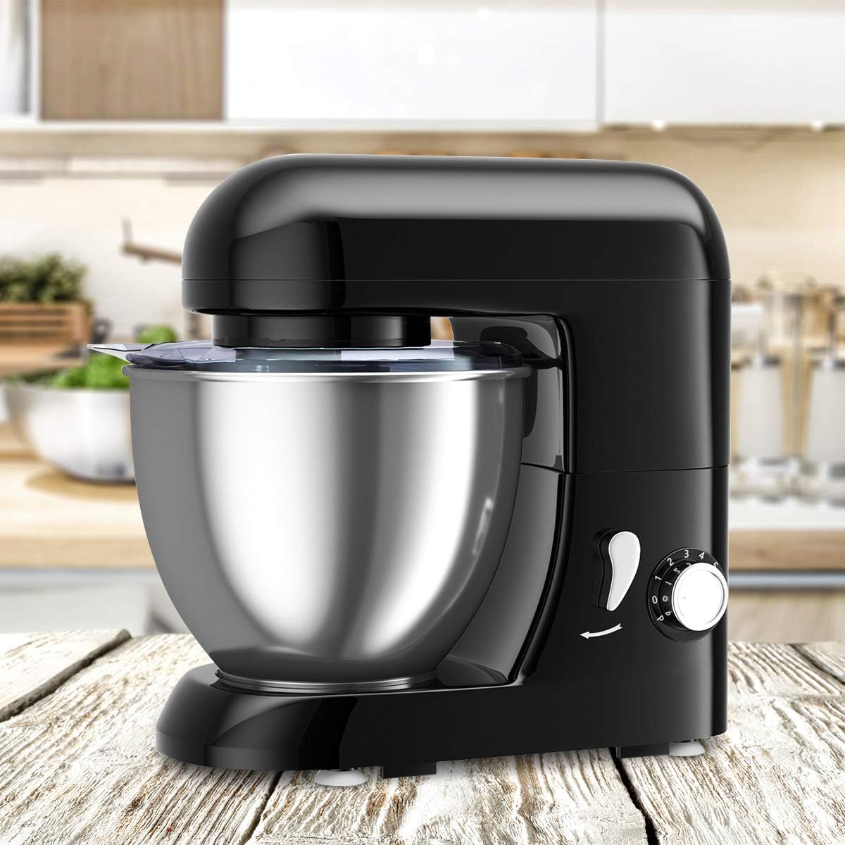 RELAX4LIFE Set Impastatrice Elettrica Con 3 Fruste Inclinate, 6 Velocità Regolabili, Robot Da Cucina Automatico, Ciotola Con Grande Capacità, In ABS E Acciaio Inossidabile (Nero) -Piccoli Elettrodomestici Negozio