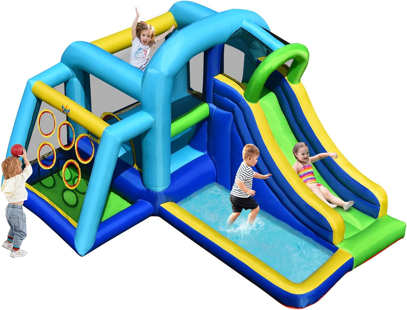 COSTWAY Château Gonflable 6 En 1 Avec Escalade Toboggan à Jet D'Eau Grande Piscine Cadre De Football/Basket-ball Sans Souffleur -Pas Cher Clair Jardin Magasin AAHKMJXYDAFdJAOAIMEbOAchlkWZ0oakZn uVZ0mPidMNbILvCvspZ4oG3fPgIqc1P0HqC Zs8Tw5Aw330AwgdwsfoujUyM5fQBMAh5liOvVWA==
