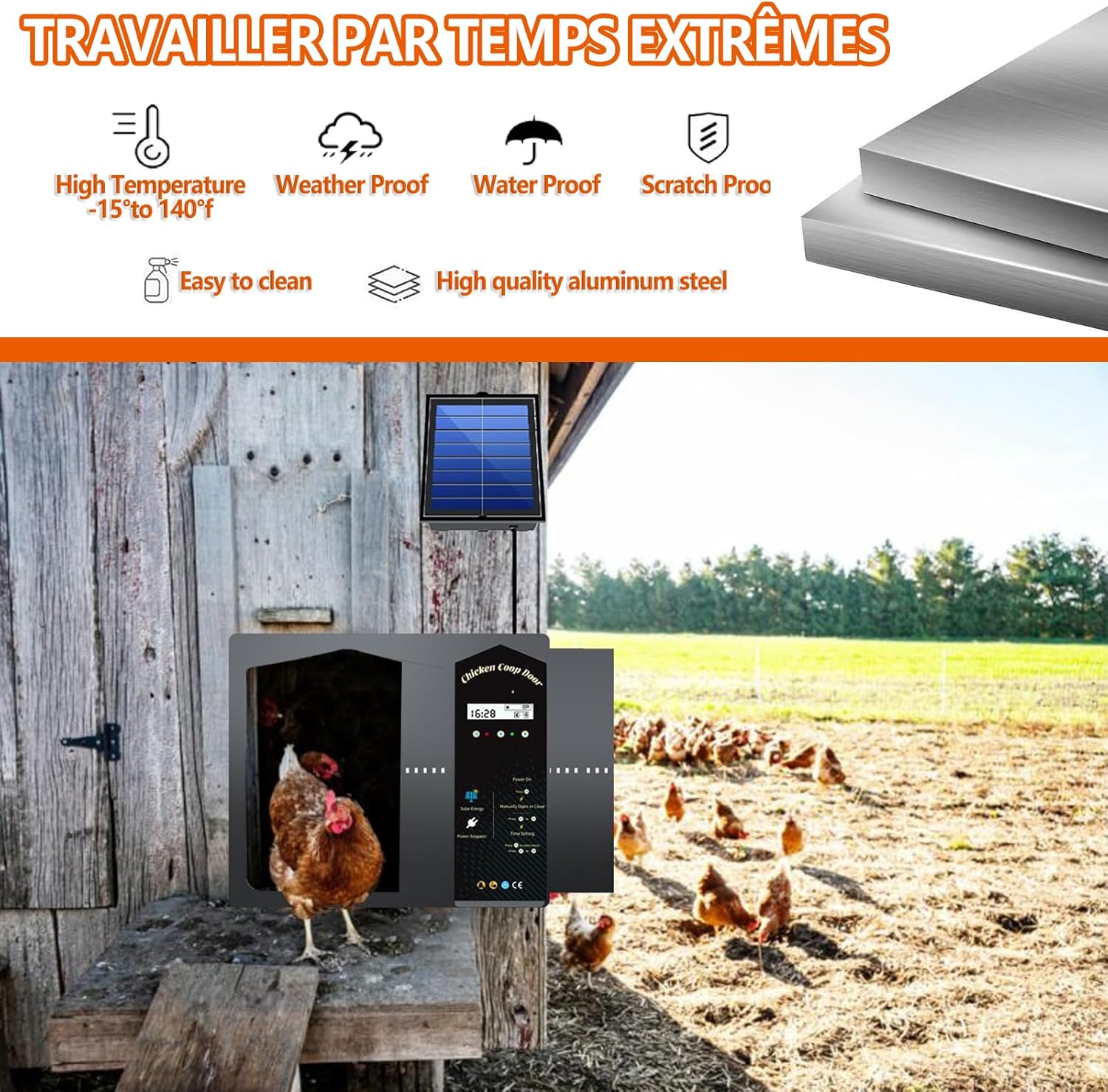 Porta Automatica Per Pollaio - Timer Programmabile - Display LCD - Antipinzamento - A Batteria - Facile Installazione