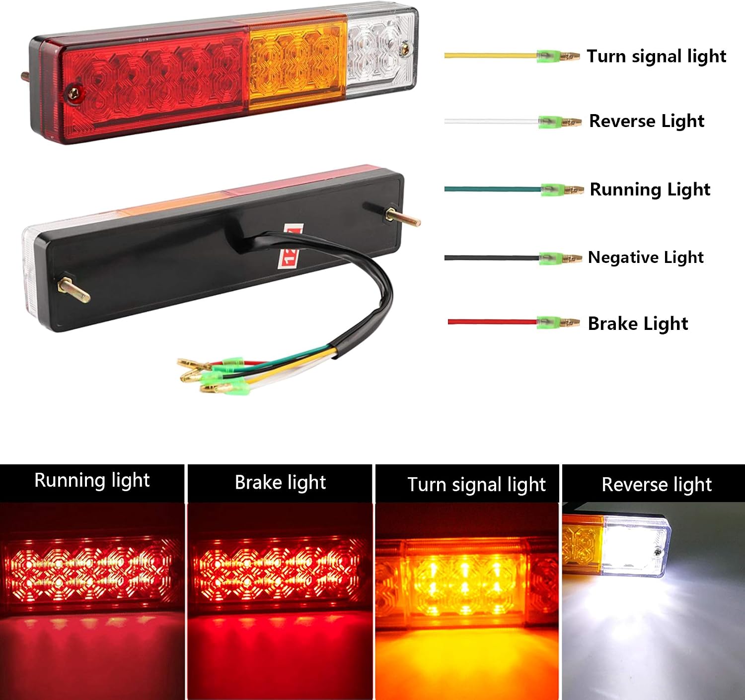 Feux Arrière LED Pour Remorque – Paire, 12/24 V, 5 Fonctions, Étanche IP67, Universel Camion, Camping-car