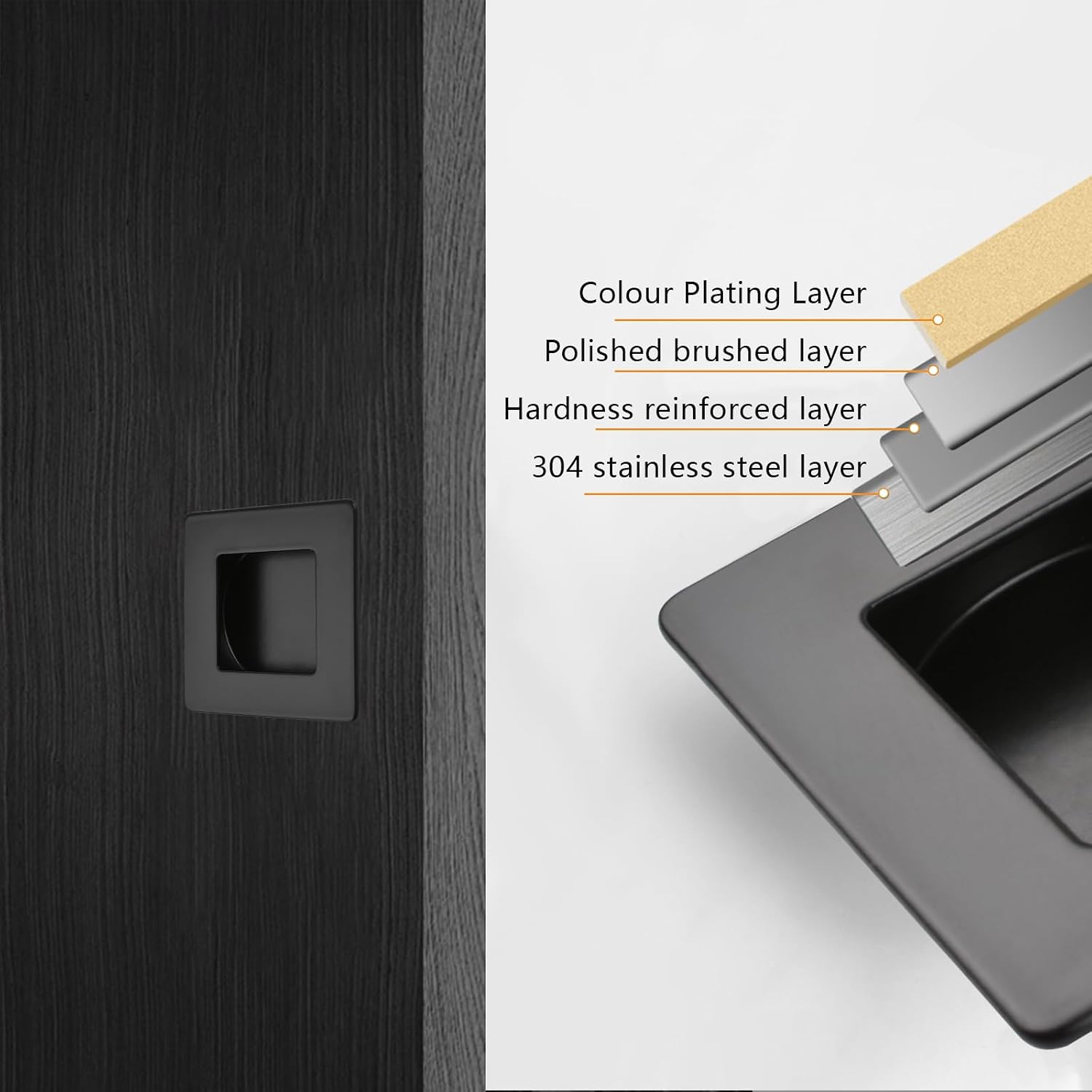 thumbnail image 2 of 5.5" Length Rectangular Recessed Flush Pull Handle 4PCS For Cabinet 2 of 14