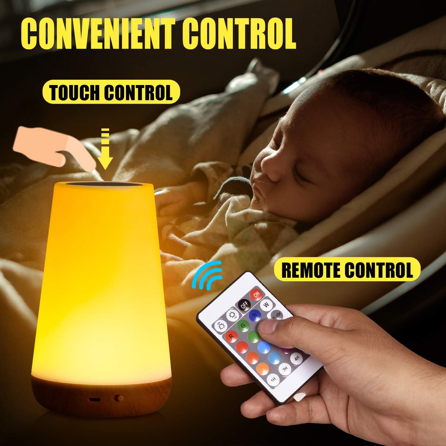 Taipow Veilleuse LED, Lampe De Chevet Multicolore à 360°, Lampe Nuit Rechargeable Avec Toucher