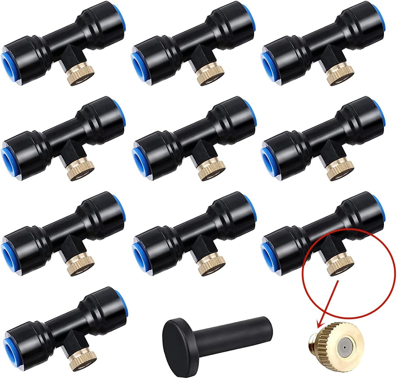 Kit Ventola Nebulizzatore Per Esterni - Sistema Di Raffreddamento A Nebbia Con 8 Ugelli In Ottone, Tubo 8m, Adattatore Per Rubinetto, Ideale Per Patio E Giardino
