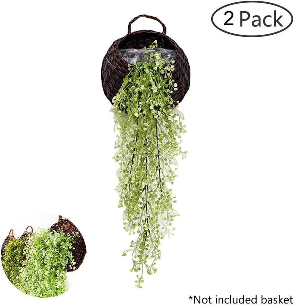 Plante Fleurie Artificielle， Lierre Vigne Plante Artificielle Intérieur Exterieur Fleur Artificielles Pour Décoration Murale Et Jardin-85cm Fontainebleau Lot De 2 Vert Blanc -Pas Cher Flore Calme Magasin