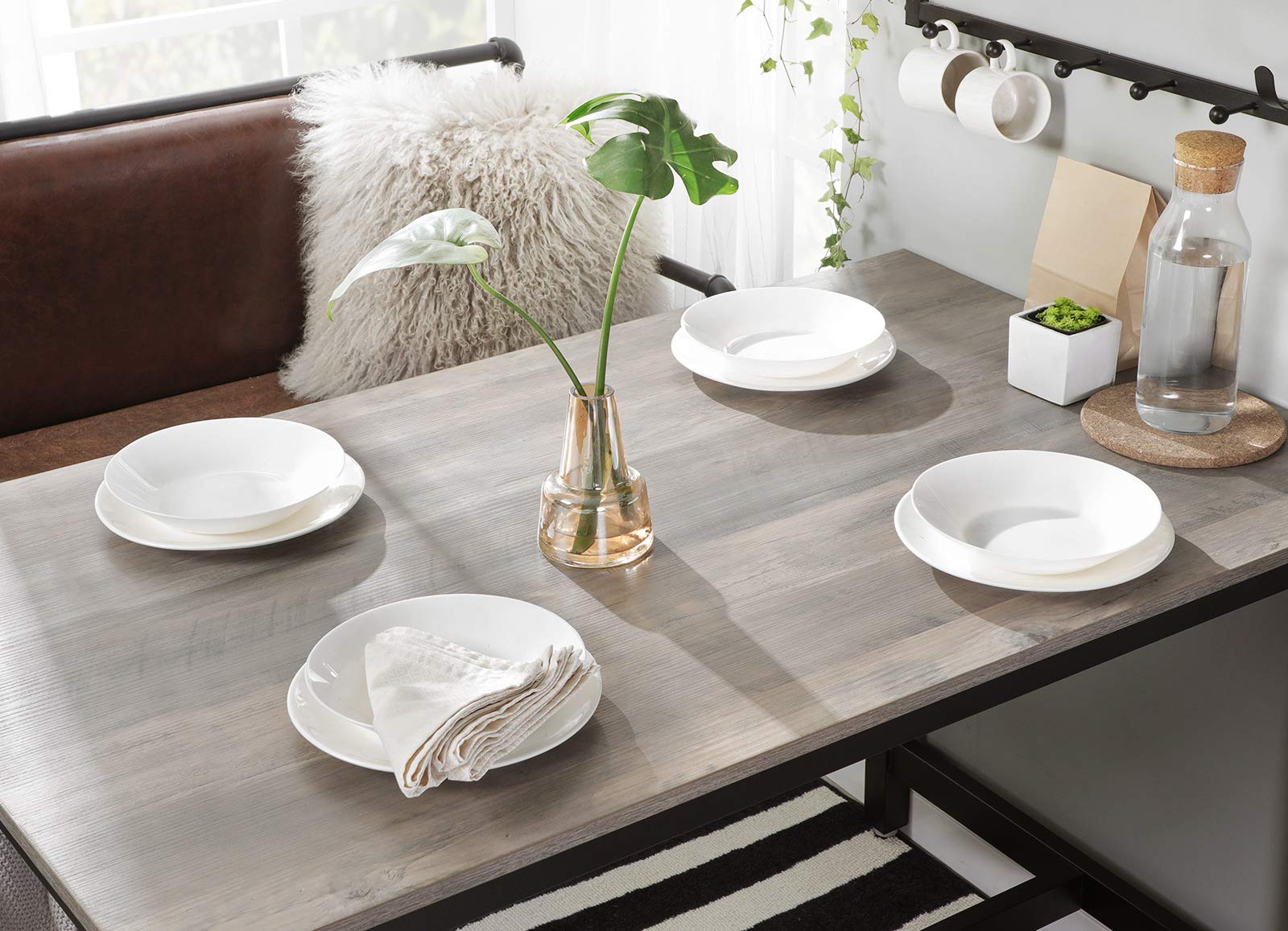 Table à Manger VASAGLE 4 Personnes 120x75 Cm – Style Industriel Rustique, Cadre Métal Robuste, Marron/Noir