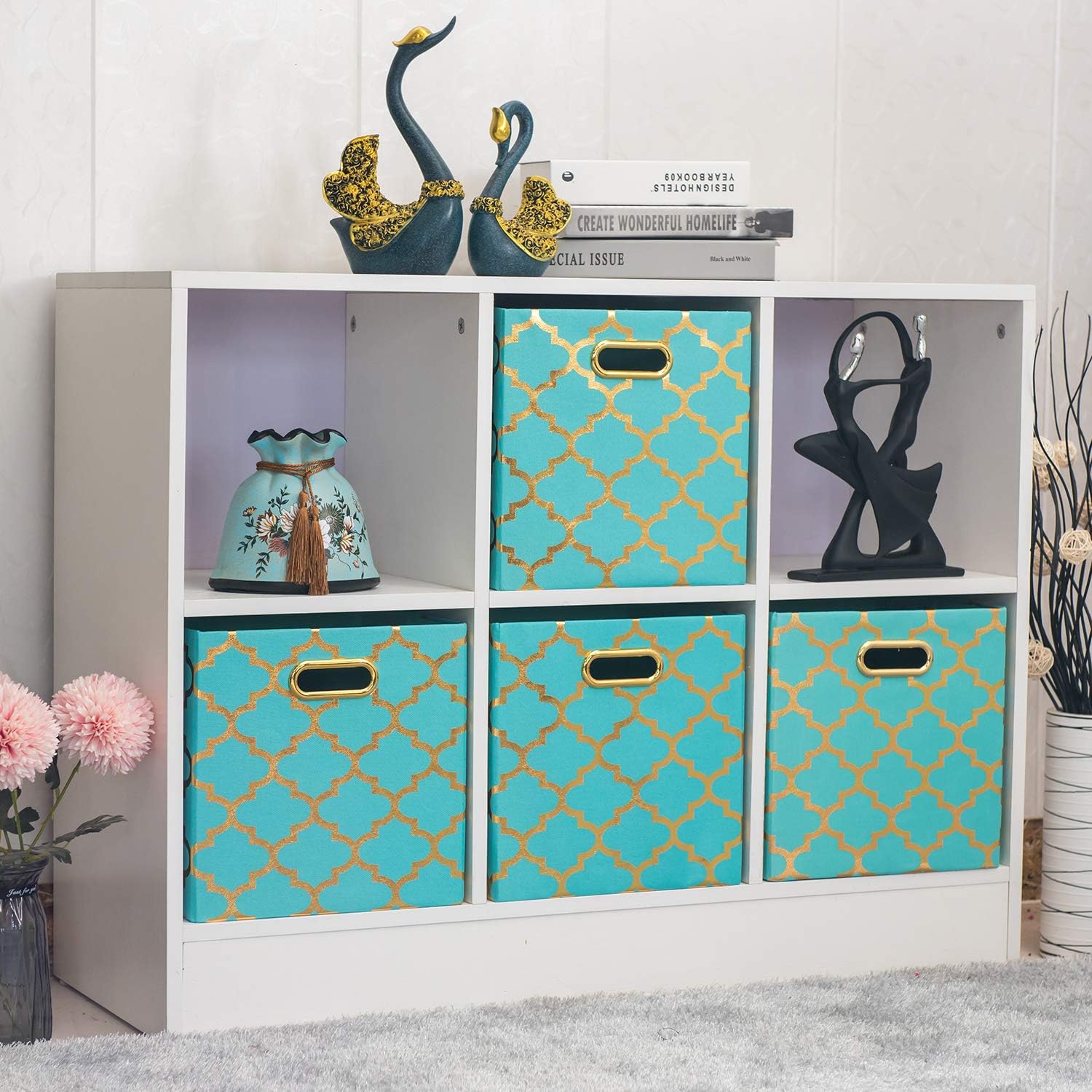 Boîtes De Rangement En Tissu Pliables Avec Poignées Métal - Lot De 2, 27x27x28 Cm, Pour Armoire, Jouets, Noir