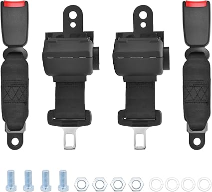 Wai Danie 2 Pcs 106cm 2,08m 42" Ceintures de sécurité universelles pour chariot de golf Lap Ceintures rétractables Max Longueur Compatible avec EZGO TXT Yamaha Club Car DS Chariot de golf Go Kart ATV