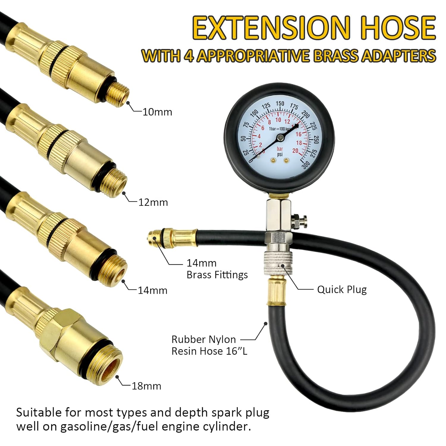 Set Strumenti Tester 12pz Motore Pressione Olio Manometro Valvole - Foto 2