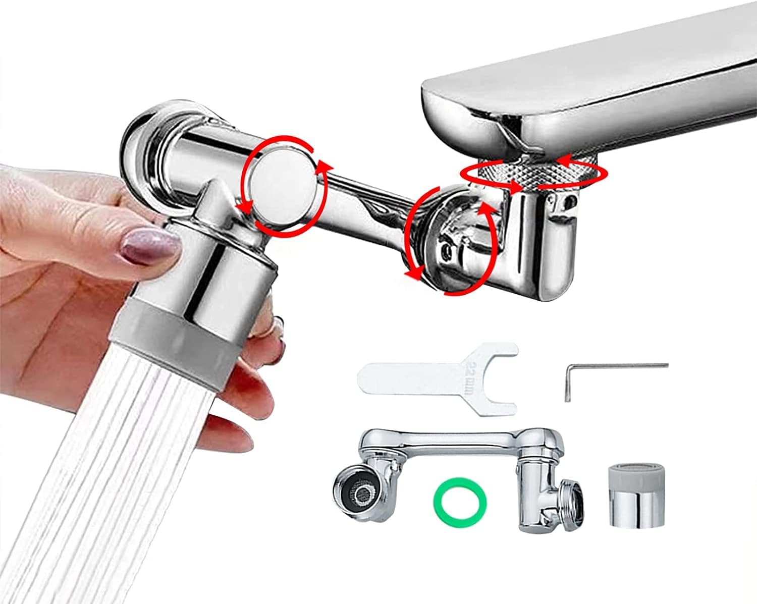 Kitchen Tap Aerator,Universal Rotating Faucet Extender 1080° Large-Angle Rotating Robotic Arm Water Nozzle Faucet Adaptor For 22MM/24MM Faucet Aerator,Splash Filter For Kitchen Bathroom -Bathroom Faucet Store