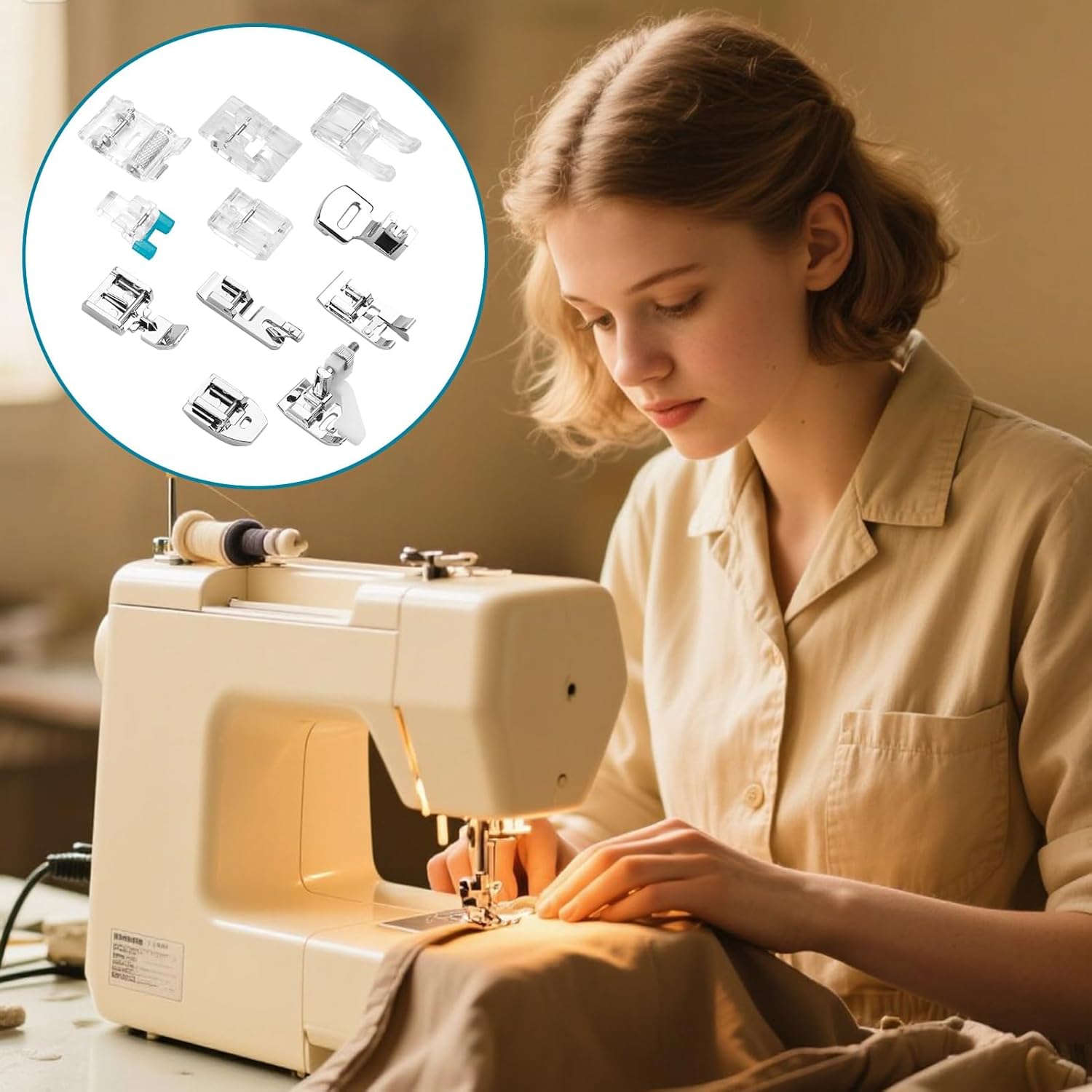 Lot De 4 Pieds De Biche Pour Machine à Coudre - Universels Pour Singer, Brother, Janome - Pied Droit Et Zigzag Inclus