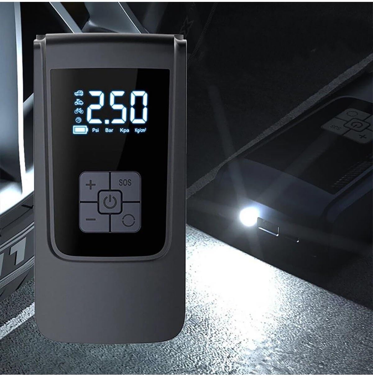 Portable Pompa Compressore D' Aria 100 Psi, 12 V 140 W Auto Gonfiatore Calibro Digitale Con - Foto 4