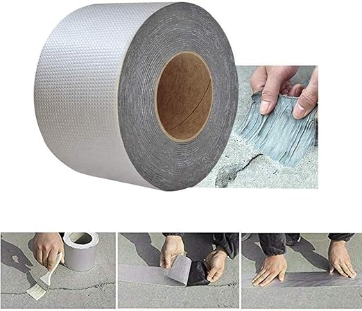 FBITE Rouleau de Ruban Adhésif En Caoutchouc Butyle de Feuille D'Alumiauto-Adhésif Étanche Super Réparation Crack Épaissir Rouleau D'Autocollant Pour La Réparation Des Fissures (20Cm * 5M)/5Cm*5M