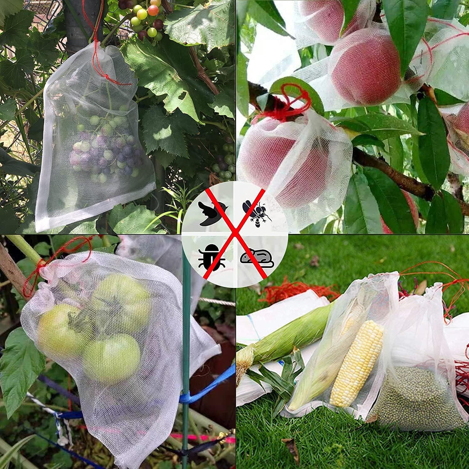 Sacs De Protection Des Fruits Sacs En Maille De Nylon Réutilisables Pour Plante Légume Fleur Cordon Insecte Barrière Anti-Oiseaux 100 Pièces (15x10cm) -Jardin Doux Soldes Magasin