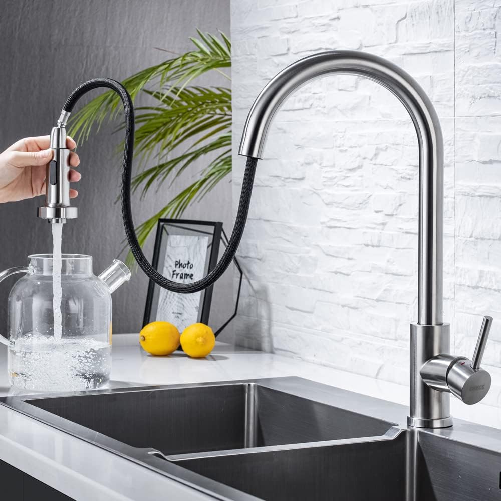 ONECE Robinet De Cuisine Avec Douchette Extractible , Mitigeur D'évier Rotatif à 360°, Robinet Evier 2 Jets Aux Choix, Robinetterie En Acier Inoxydable SS304, Surface Brossé Anti-Empreinte -Promos Gout Cuisine Boutique AAHKMJXYDAFdJAOAIMEbOAchlkWZ0oakZn uVZ0mPidMNbILvCvspZ4oG3fPgIqc1P1