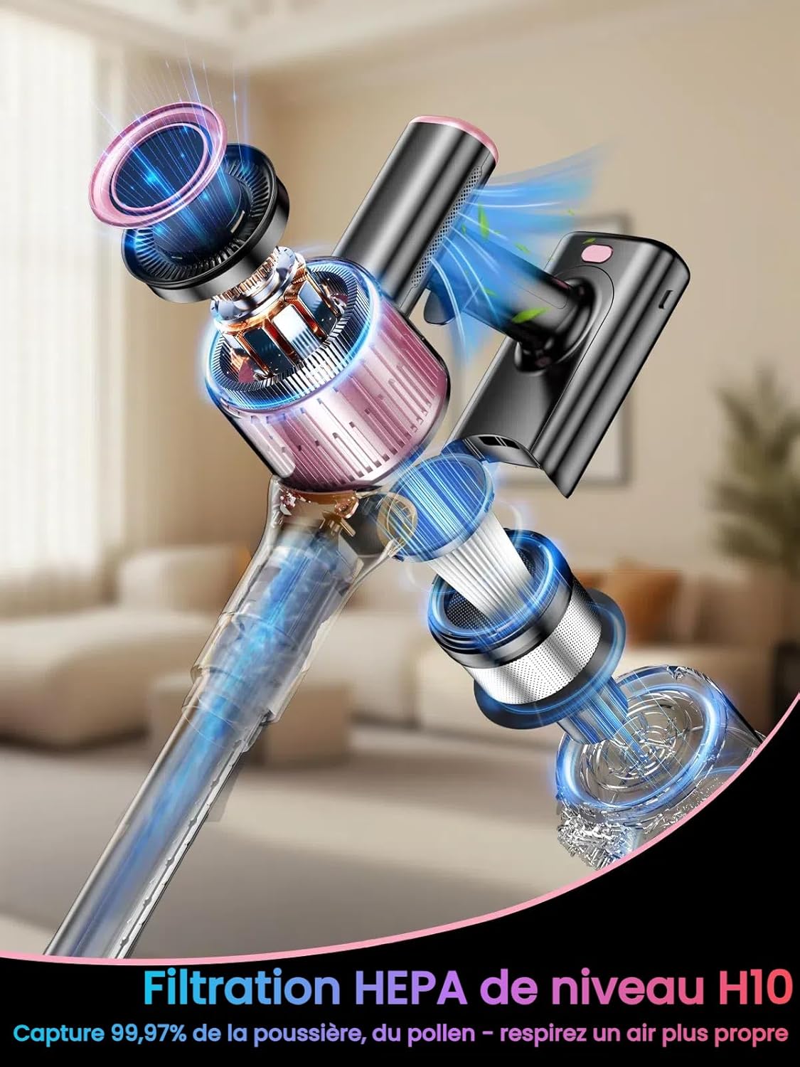 Aspirateur Voiture Sans Fil Puissant 28000Pa – Portable, USB-C, 9 Accessoires | Nettoyage Auto, Canapé, Clavier