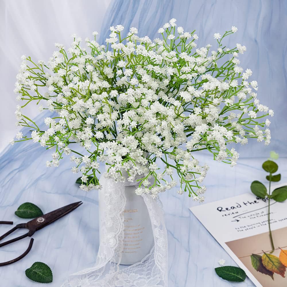 Gypsophila artificial flowers, artificial baby's breath flowers 10 packs  DIY wedding bouquet party table center decoration floral decoration and  home decoration fake gypsophila