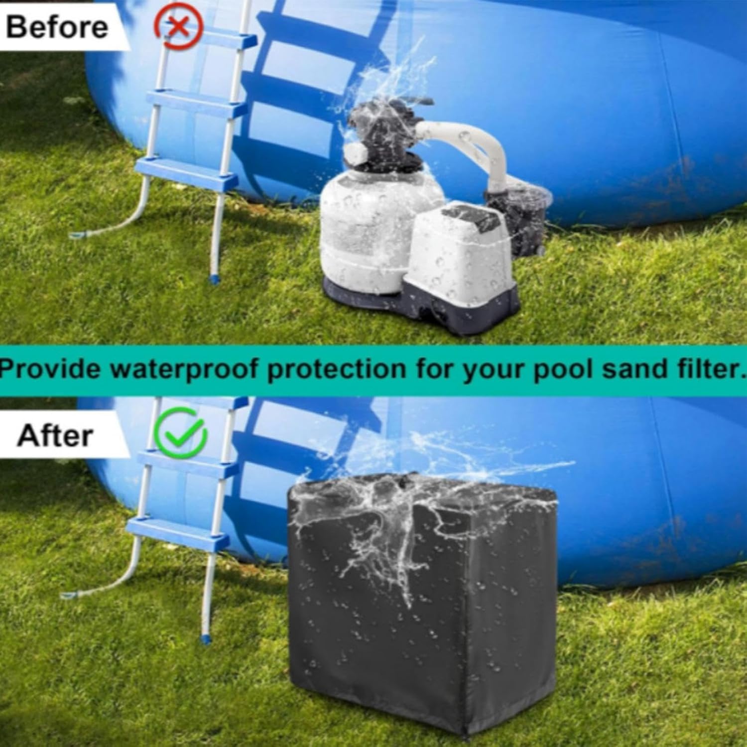 Copertura Antipolvere Per Pompa Piscina, Tessuto Oxford Impermeabile, Isolata Termica, Con Cordoncino E Cerniera, Pieghevole, Per Filtro A Sabbia