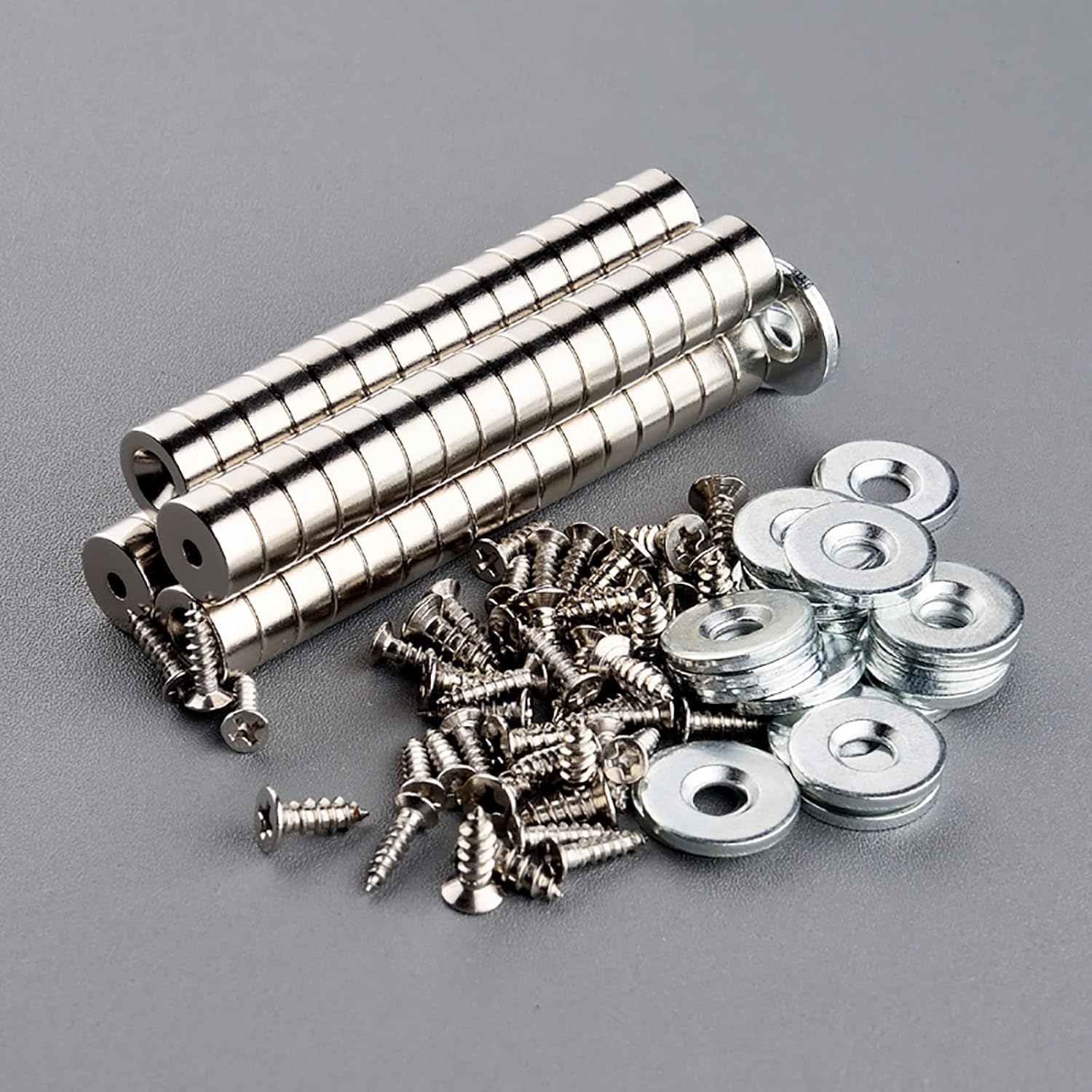 12 Pièces Aimants En Néodyme 10 KG Force 20 X 7 Mm Avec Trou Et Capsule, Aimant En Pot Fraisé Avec Vis Et 12 Coussins En Acier (Argent Brillant) -Fispool Magasin