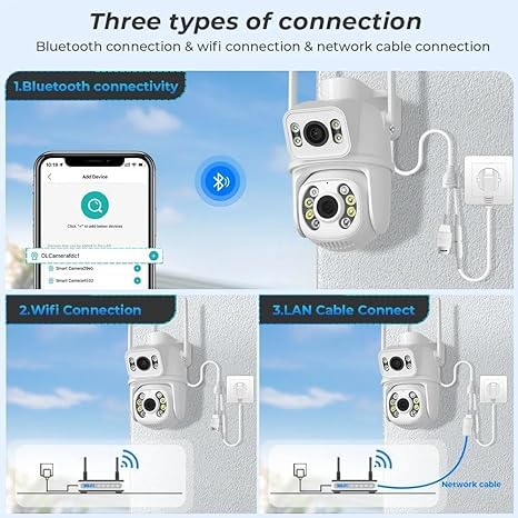 Tonchean – Caméra de surveillance PTZ WiFi 8MP 4K – Détection humaine IA – Suivi automatique – Connectivité sans fil – Application iCSee