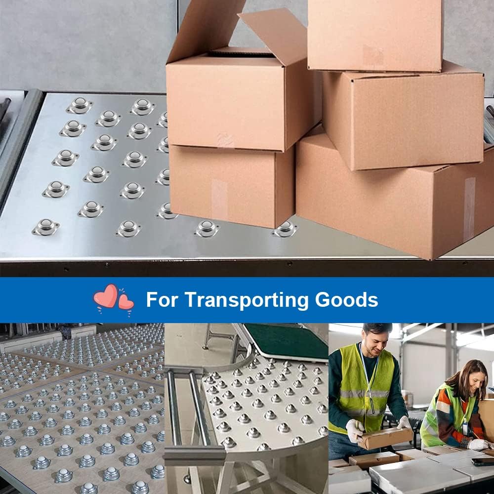 8 Pièces Roulettes à Billes, Transfert Roulettes De Meubles,Nylon Roulettes à Bille, Rouleaux à Billes En Nylon Et En Acier Inoxydable, Rotation à 360 Degrés, Pour Meubles, Etagères, Vitrines -Fispool Magasin