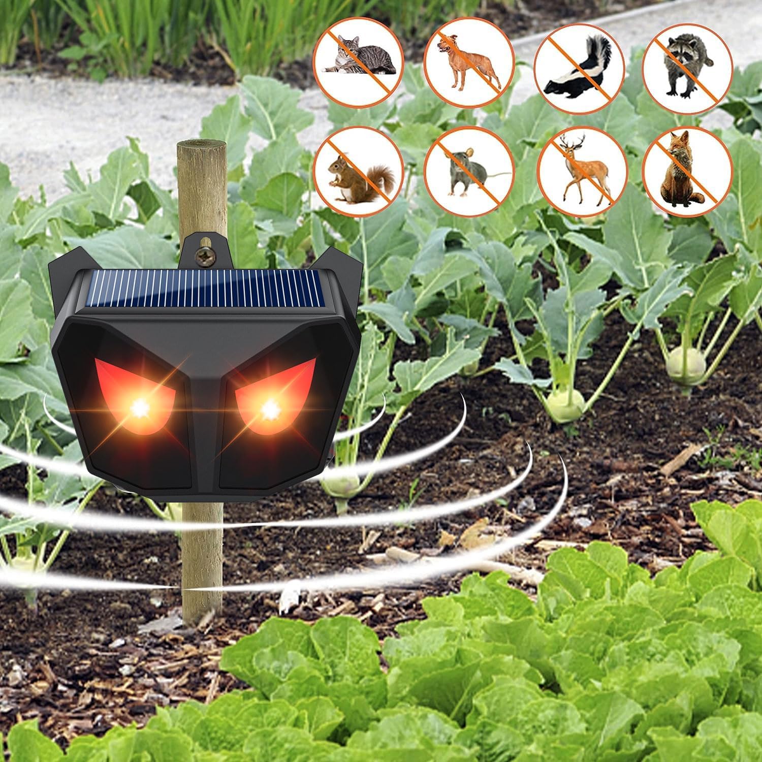 Set of 2 ultrasonic rodent repellents with hanging solar red LED lights ...