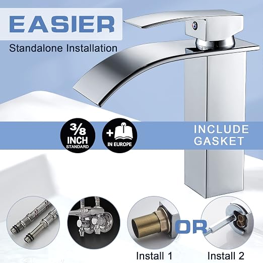 Black waterfall bathroom faucet single lever mixer