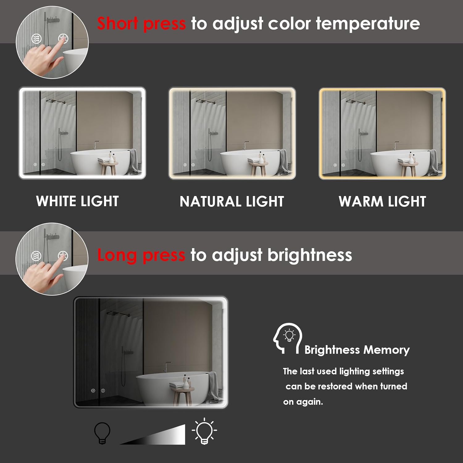 Specchio da bagno con illuminazione a LED