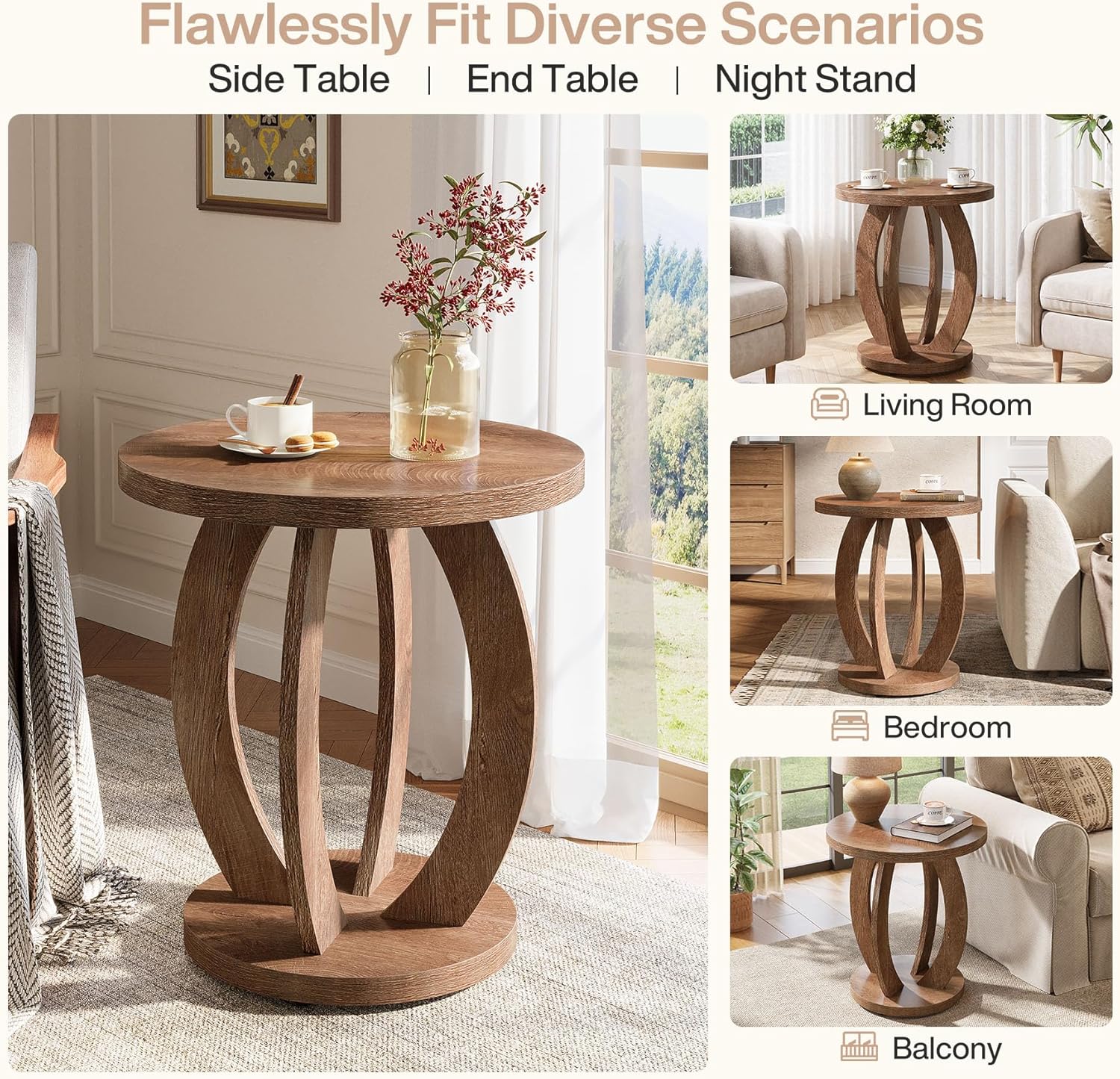 Rustic Round End Table