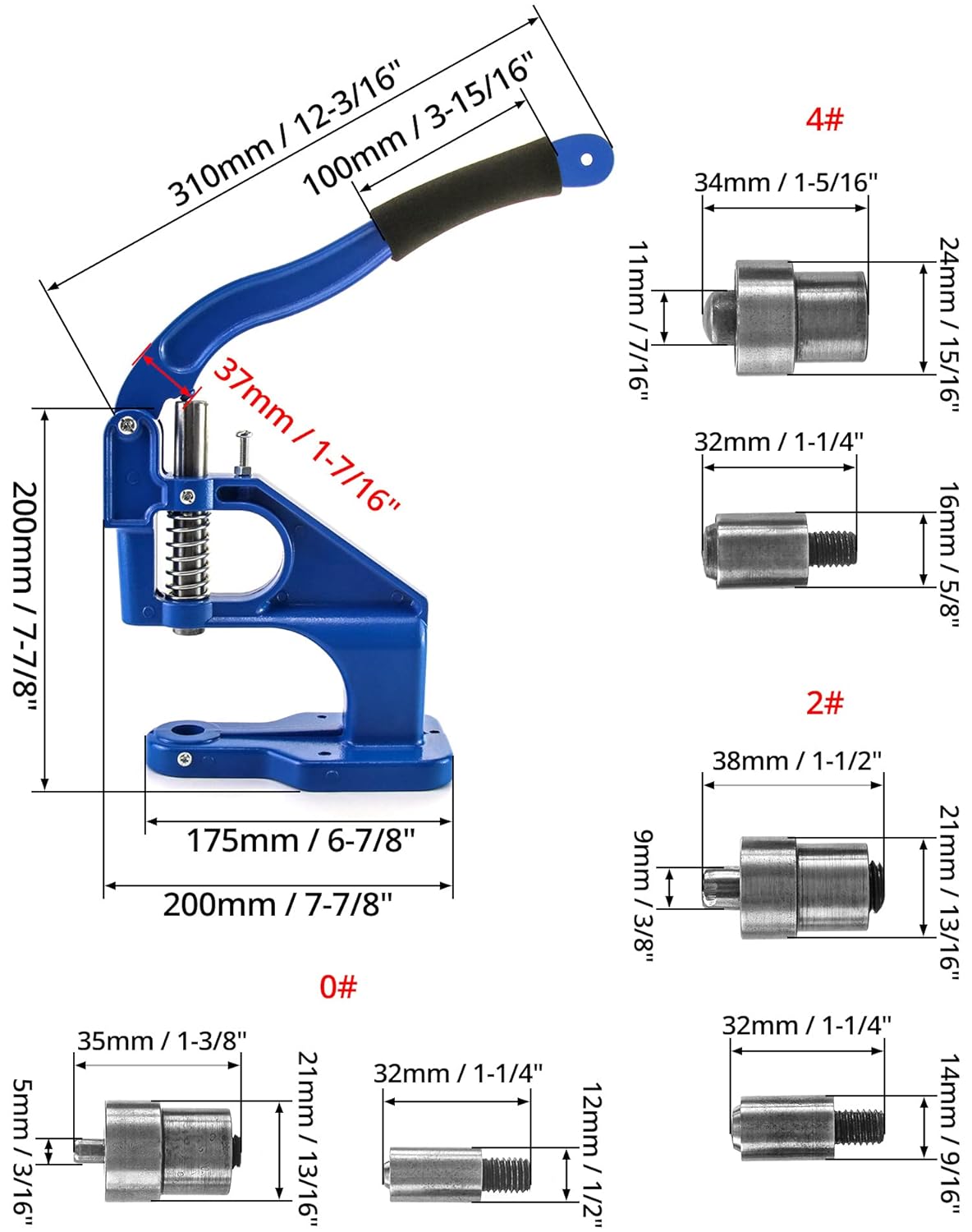 Presse A Oeillets, Machine à Poinçonner à Oeillets Presse à Oeillets Avec 3 Matrices Et 1500 Oeillets, Pour Cuir Textile -Pro Outils Soldes Magasin