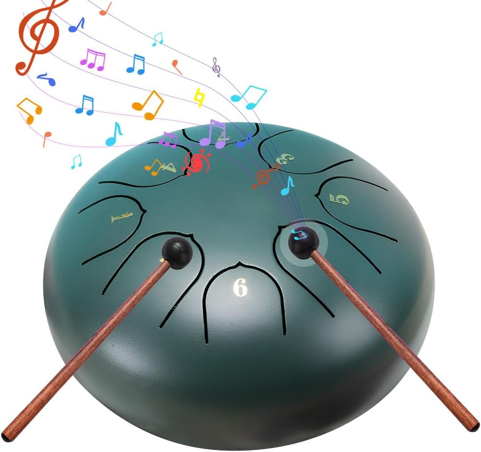 Tambour De Pluie (tongue Drum) En Acier 6 Notes - Mini Format 7.6cm, Couleurs Variées, Pour Méditation Et Relaxation