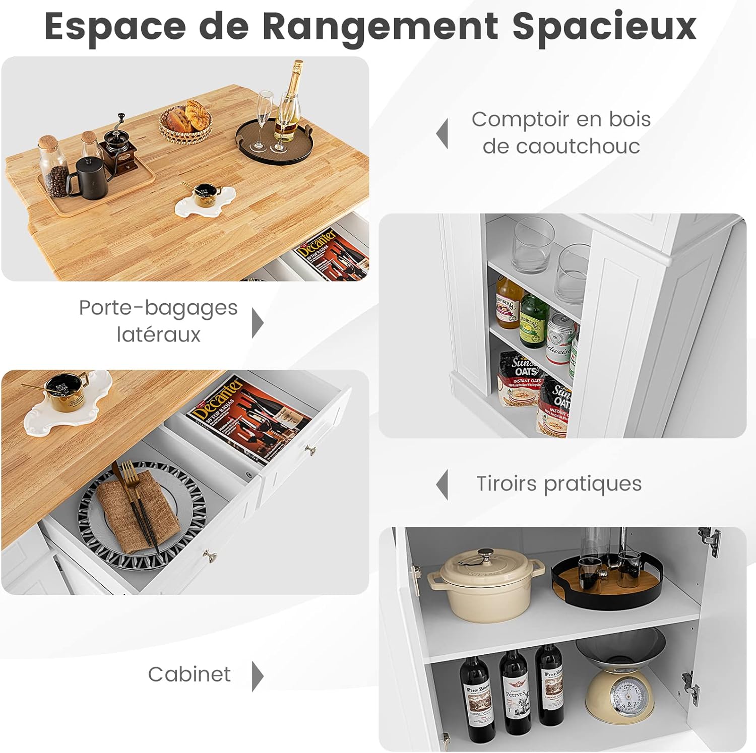 COSTWAY Ilot Central Cuisine Comptoir En Bois De Caoutchouc Et Étagères Réglables à 3 Niveaux, Desserte De Cuisine De Service Avec Tiroirs, Supports Latéraux Et 2 Portes 120x61x92cm -VIDAXL || Bosch || Whirlpool Soldes AAHKMJXYDAFdJAOAIMEbOAchlkWZ0oakZn uVZ0mPidMNbILvCvspZ4oG3fPgIqc1P1C6XqSAHrtTgKRbUk9X7UPRZUv