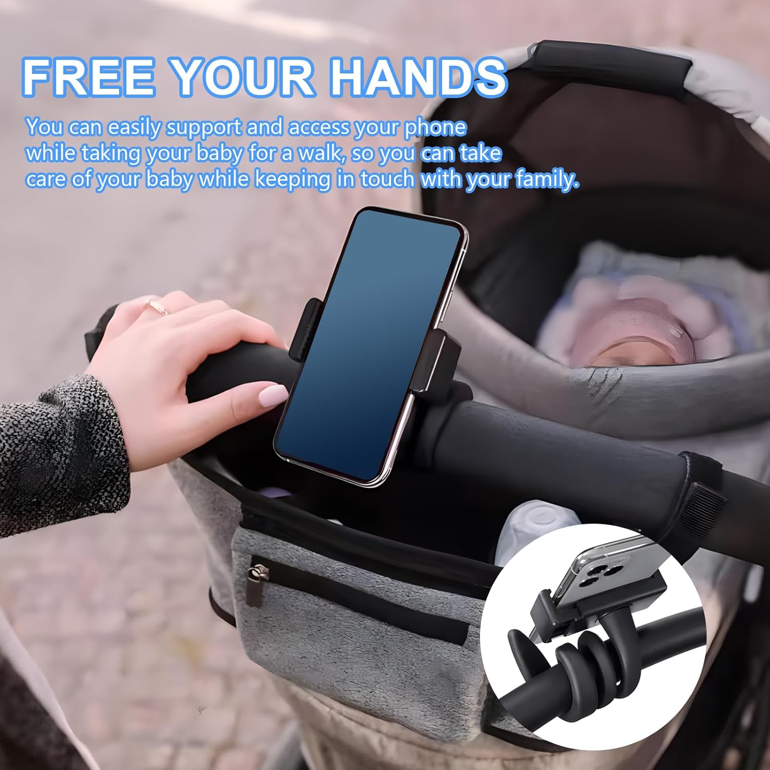Handyhalterung fr Kinderwagen, Handyhalterung mit rutschfestem, flexiblem  Arm, ideal fr Kinderwagen und Fahrrder