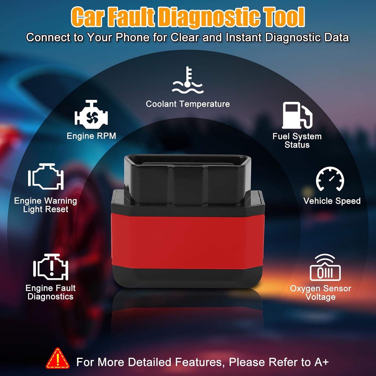 TONYSA Outil de diagnostic OBD2 Bluetooth, lecteur de code de défaut du ...