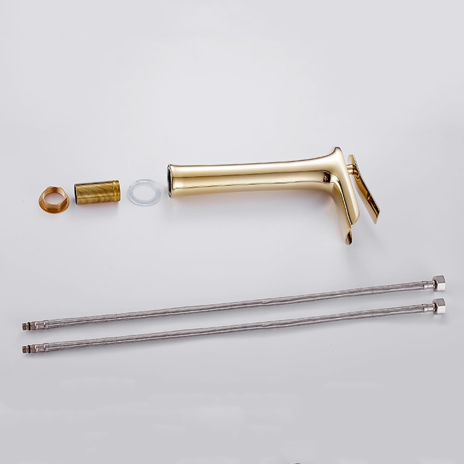 Lavabo Bagno Da Appoggio SHUNLI Rubinetto Lavabo Oro Spazzolato - Miscelatore Alto Per Bagno In Ottone Massiccio Rubinetto Bagno Lavabo Oro - Foto 8