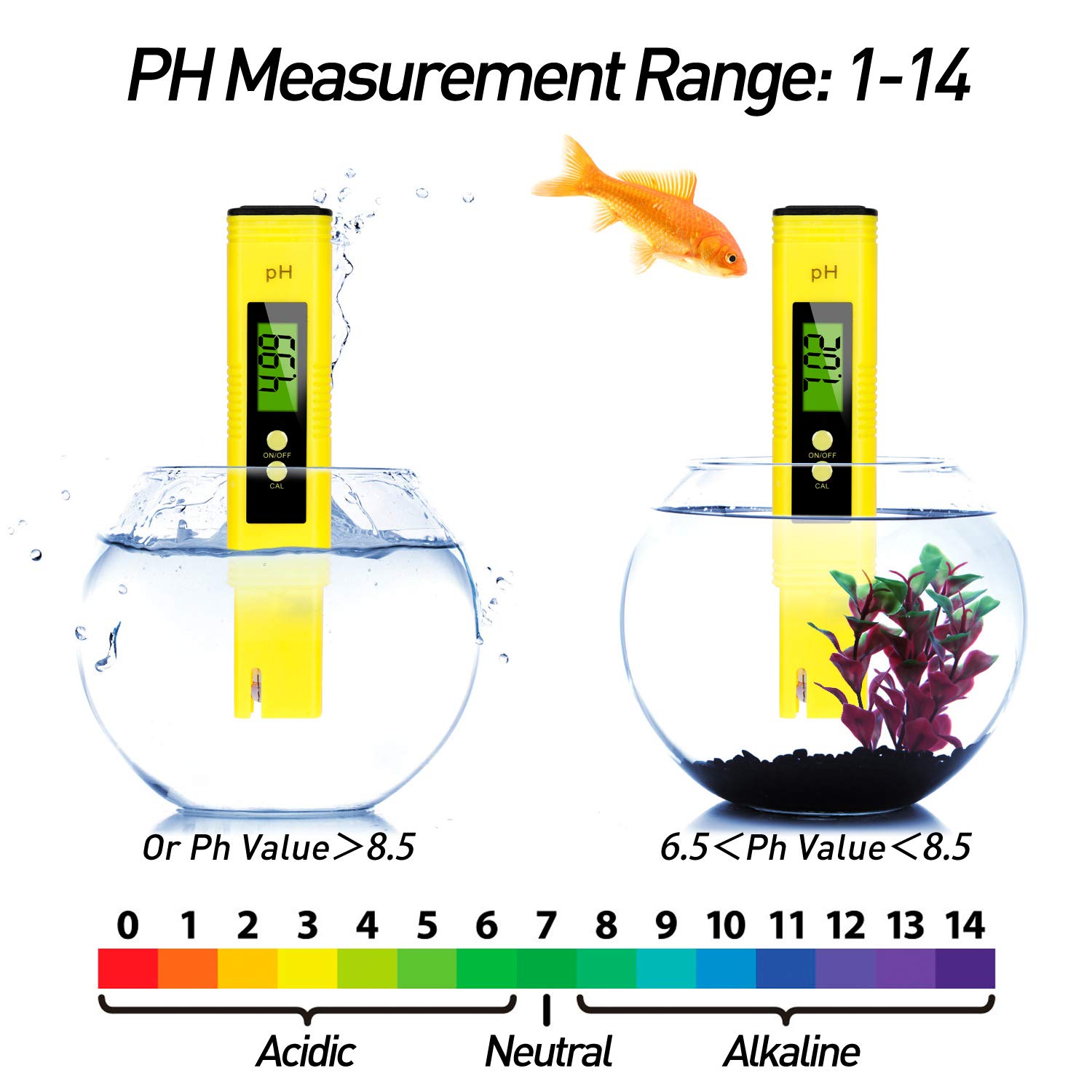 Piscine Culture hydroponique TDS PH EC Set 2 en 1 pour Eau Potable à Usage Domestique pH-mètre Test de qualité deau 0,01 PH avec Plage de Mesure du pH 0-14 HOPLAZA PH-mètre numérique Bleu 