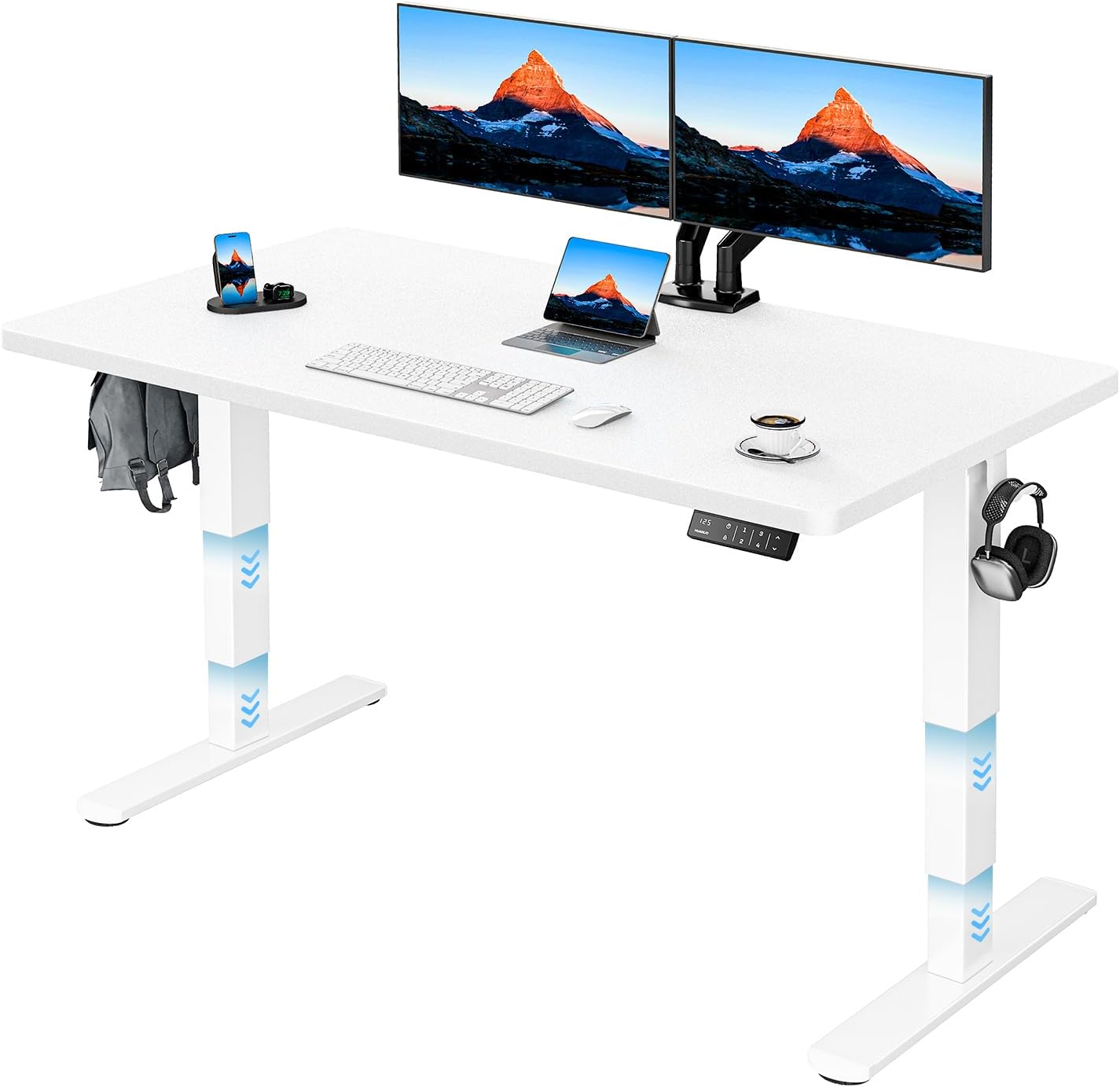 Bureau réglable en hauteur avec pieds robustes