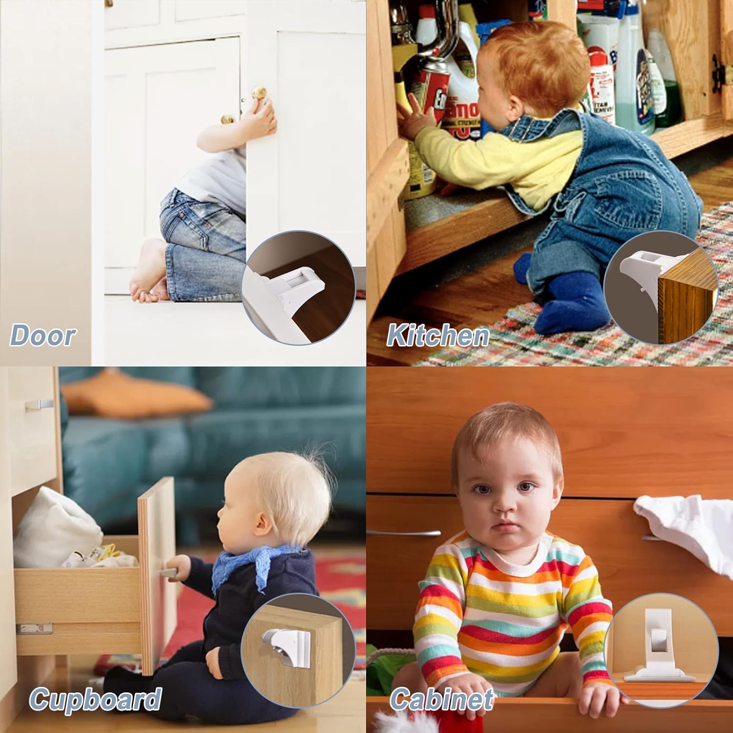 12 Serrures De Sécurité Enfant Magnétiques – Installation Sans Perçage, Invisible, Pour Placards Et Tiroirs Jusqu’à 35mm