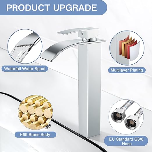 Black waterfall bathroom faucet single lever mixer