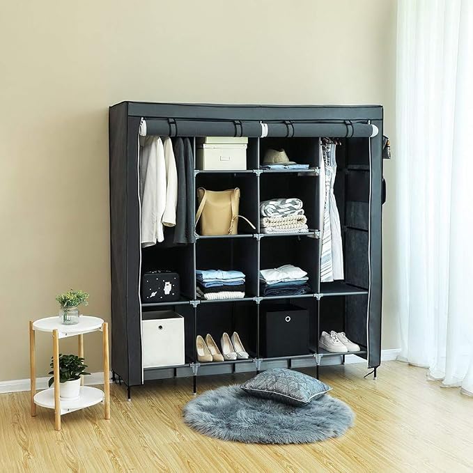 Armoire de Rangement Dressing Penderie Tissu Garde Robe Portable pour ...