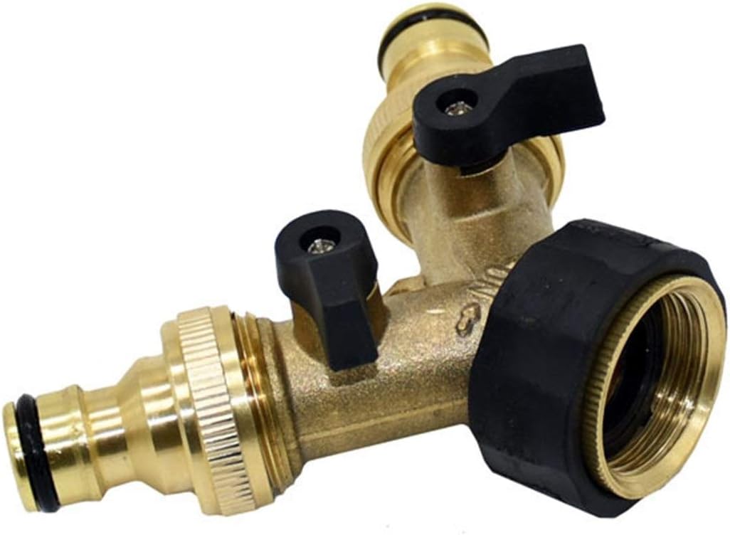 Robinet Distributeur 2 Voies En Laiton Zocipro - Filetage 3/4 Pouce, Avec Adaptateurs 1/2 Pouce - Poignée Allongée, Vannes Indépendantes