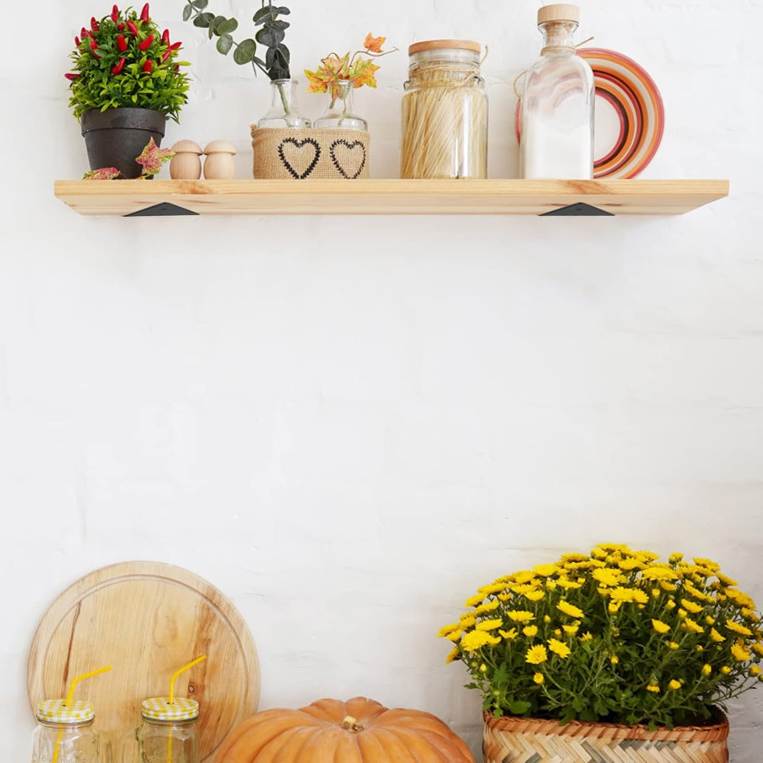 Lot De 4 Supports D'étagère Flottants Invisibles SOMADA 8 Pouces - Portée 80 Lbs, Acier Solide