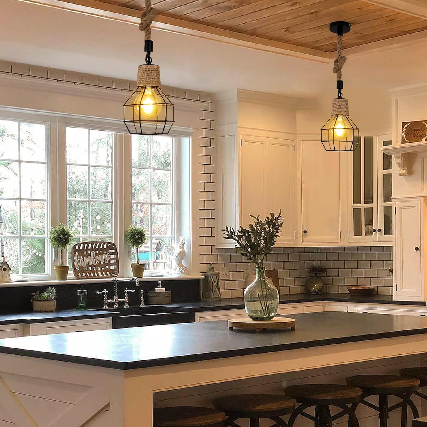 Lampadario da cucina industriale retrò E27, plafoniera con cavo di sospensione regolabile da 1,5 m, adatto per soggiorno, lampadina non inclusa. | Leroy Merlin