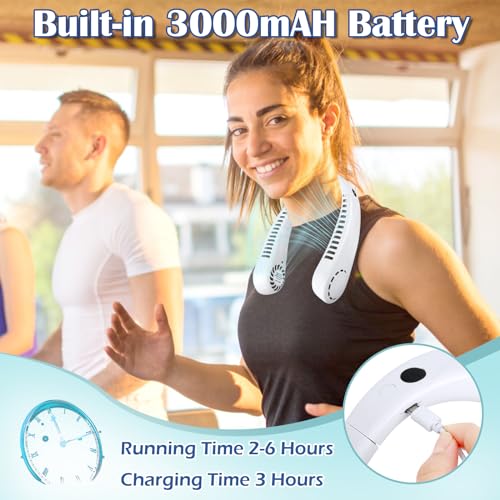 Ventilatore Portatile Da Collo, Ricaricabile Tramite USB, A Mani Libere Personale A 360 A Doppia Testa Con Rotazione Libera 3 Veloc~p137292384