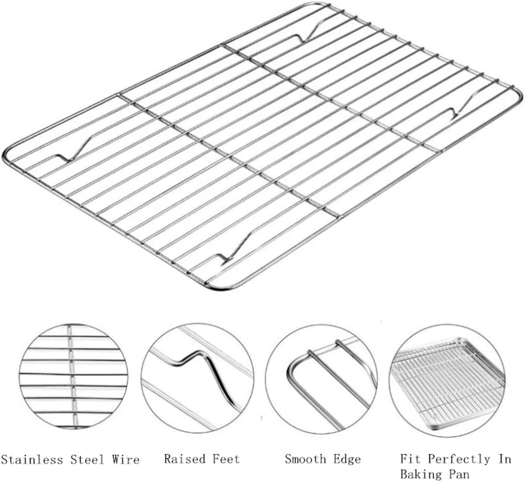 Four Rectangulaire Inox Grille de Refroidissement Barbecue Aliments Délicieux 26.5x20.5x5CM
