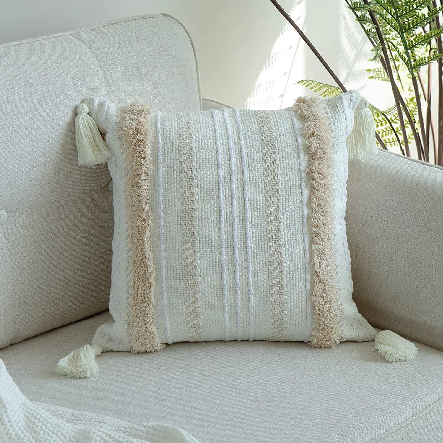 Copricuscini moderni - Semplici e geometrici - Lavorati a maglia -  Decorativi - Beige - per divano e soggiorno,SOEKAVIA
