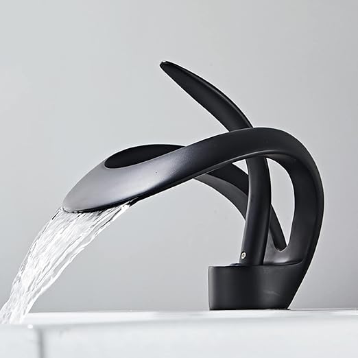 Black Waterfall Bathroom Faucet Single Handle Mixer Tap