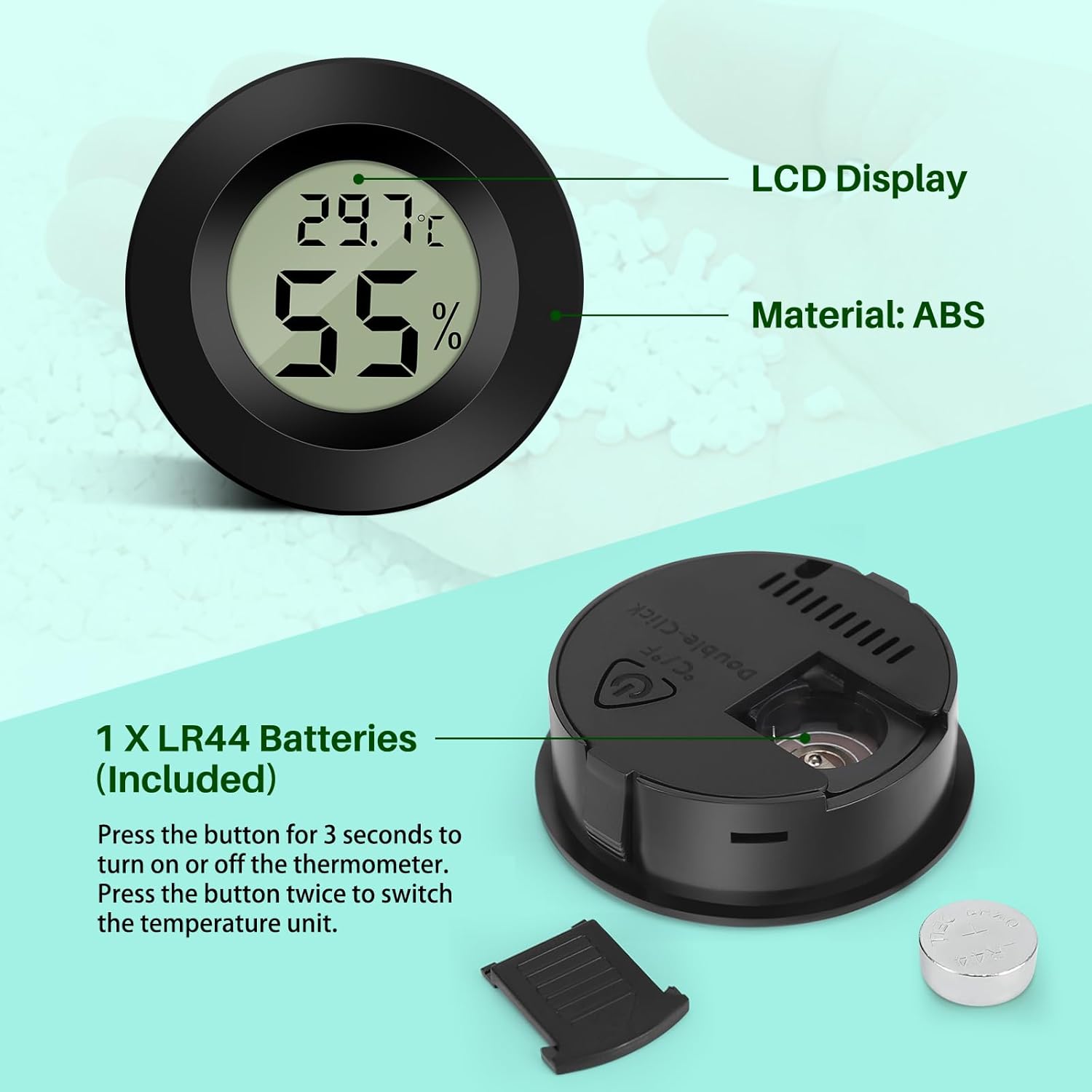 Thermomètre Hygromètre Digital QWORK - Lot De 3, Portable Pour Maison, Serre, Cave, Terrarium